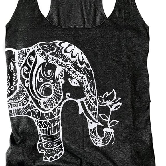 Womens Mandala Vintage Graphic Racerback Tank Tops Summer Casual Loose O-Neck Ta - Picture 1 of 1